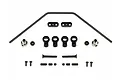 HPI Racing front sway bar stabilizer set for RC cars, including a metal sway bar, plastic ball ends, mounting blocks, and various screws.