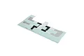 A sheet of adhesive tape strips for the E-Flite P-51D 1.2m RC plane, featuring black and grey segments on a light blue backing paper.