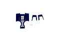 E-Flite F-18 80mm EDF main gear door set including blue plastic door components and small metal screws on a white background.