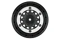 Pro-Line 2.2/3.0 inch Raid black bead-loc RC rim with a silver beadlock ring, shown from a front-facing perspective.