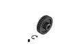 ARRMA 37T 1Mod Safe-D8 pinion gear with a small grub screw and a C-clip on a white background.