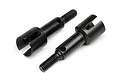 Two black metal rear drive axles for HPI Trophy Truggy RC cars, shown against a plain white background.