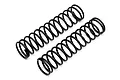 Two black metal coil springs for RC car shock absorbers, shown side-by-side on a white background.