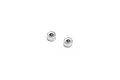 Two small metal shielded ball bearings shown from an angled perspective against a white background.