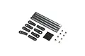 Losi aluminium lower 4-link bar set including four metal rods, eight plastic rod ends, eight threaded grub screws, and eight metal pivot balls.