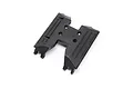 A black plastic Axial skid plate for an RC vehicle, shown from a top-down angle against a white background.