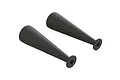Two black conical rubber shock boots for ARRMA RC vehicles, shown against a plain white background.