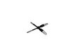 A black four-blade RC airplane propeller with silver-painted tips against a white background.