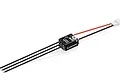 Hobbywing EzRun Mini28 brushless ESC for 1/28 scale RC cars, featuring black casing, three motor wires, and power leads with a white connector.