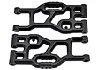 A pair of black RPM RC front suspension arms shown from a top-down perspective against a white background.