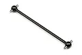 A black metal RC drive shaft with universal joints at both ends, isolated on a white background.