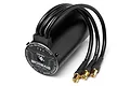 HPI Racing Scream brushless motor for RC vehicles, featuring a black cylindrical casing, three black wires, and gold-plated bullet connectors.