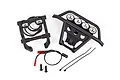 Traxxas LED light set including front and rear bumpers with integrated LED lights, wiring harness, screws, and zip ties on a white background.