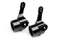 A pair of black anodized aluminium steering hubs for HPI Trophy RC vehicles, shown against a white background.