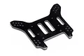 A black anodized aluminium rear shock tower for HPI Trophy RC vehicles, featuring multiple mounting holes and cutouts.