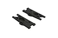 Two black ARRMA front suspension arms for RC vehicles, shown from an isometric angle against a white background.