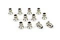 A set of twelve silver-colored metal pivot balls for RC suspension, arranged on a white background.
