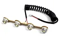 BlackZon DB front roof LED light bar with four clear lenses on a circuit board and a coiled black wire with a white connector.