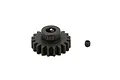 A black 20-tooth pinion gear with a set screw, isolated on a white background.