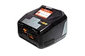 Spektrum S2200 G2 AC 2x200W Smart Charger showing dual charging ports and an active LCD screen on a white background.