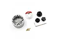 Yeah Racing gunmetal aluminium transmitter steering wheel set including a wheel, brake disc, adapters, screws, and an Allen key.