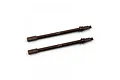 Two dark brown metal RC rear driveshafts with the Yeah Racing logo laser-etched on the shafts, isolated on a white background.