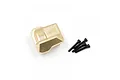 Yeah Racing brass gearbox cover for RC cars with four black mounting screws on a white background.