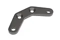 A gunmetal grey metal suspension arm pin brace for HPI Baja RC vehicles, featuring an angled design with three mounting holes.