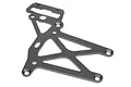 A gunmetal grey HPI Racing rear upper plate for Baja RC vehicles, featuring a flat, skeletal design with multiple mounting holes.