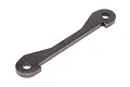 A gunmetal grey HPI Racing rear lower suspension arm pin brace for HPI Baja RC vehicles, shown against a white background.