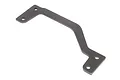 A gunmetal grey aluminium centre chassis brace for HPI Baja RC vehicles, featuring a bent design with four mounting holes.