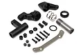 HPI Racing steering bellcrank and drag link assembly kit including plastic arms, metal screws, nuts, a spring, and a metal steering brace.