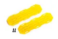 Two bright yellow scale recovery boards for RC vehicles, shown with two small black mounting screws on a white background.
