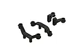 A set of four black plastic ARRMA body mount components arranged on a white background.