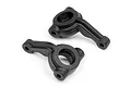 Two black plastic steering hub carriers for an HPI Blitz RC car, shown from a high angle on a white background.