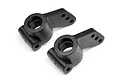 A pair of black plastic rear hub carriers for an HPI Blitz RC vehicle, shown from a high angle on a white background.