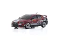 A pre-painted Kyosho Mini-Z Mitsubishi Lancer Evolution X body shell in Mitsubishi Motors Dealer Team PWRC2008 livery.