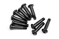 A set of ten black metal button head shoulder screws with hex drive heads, arranged on a white background.