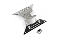 Yeah Racing stainless steel centre chassis skid plate for RC vehicles with included mounting screws on a white background.