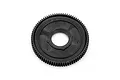 A black plastic 83T spur gear for HPI RC vehicles, shown from a top-down perspective against a white background.