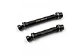 Two black hardened steel Yeah Racing centre driveshafts for RC cars, shown against a plain white background.