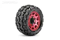 Jetko 2.8" Tomahawk ST Medium Soft Tyres on Metal Red Claw Rims - Glued Wheels 2Pcs JKO2701CRMSGNB1