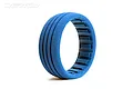 A single blue grooved foam tyre insert for an RC car, shown in a studio setting against a white background.