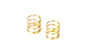 Two gold-coloured RC shock springs standing upright on a white background.