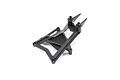 A black plastic Losi rear chassis brace and ESC mount for an RC vehicle, shown from a high-angle studio perspective.