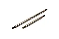 Two stainless steel RC steering link rods of different lengths with threaded ends, isolated on a white background.