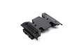 A black plastic centre skid plate for an Axial RC vehicle, shown from a high-angle perspective against a white background.