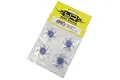A pack of four Yeah Racing blue aluminium 12mm wheel hex brake discs in original yellow and clear plastic packaging.