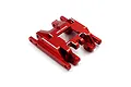 A red anodized aluminium centre gearbox skid plate for an RC car by Yeah Racing, viewed from a high angle on a white background.