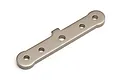 A silver-coloured metal suspension arm pin brace for an HPI Savage XS RC car, shown on a white background.